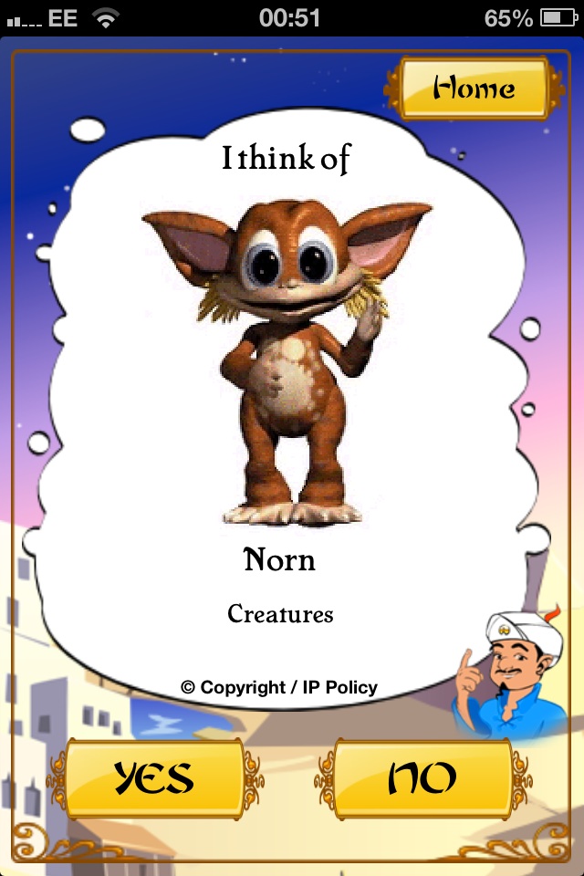 A Norn on Akinator (Click to enlarge)