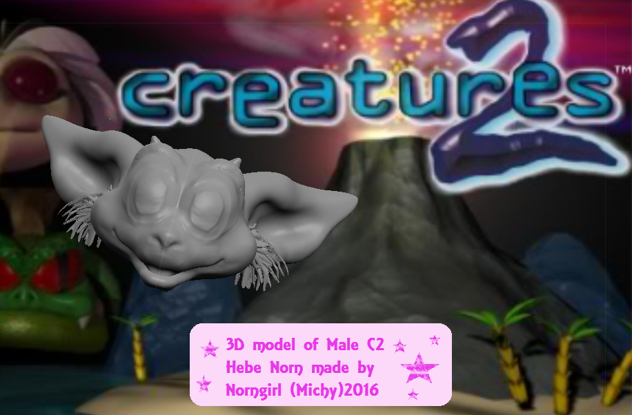 Norngirl's First 3D Norn Head (Click to enlarge)